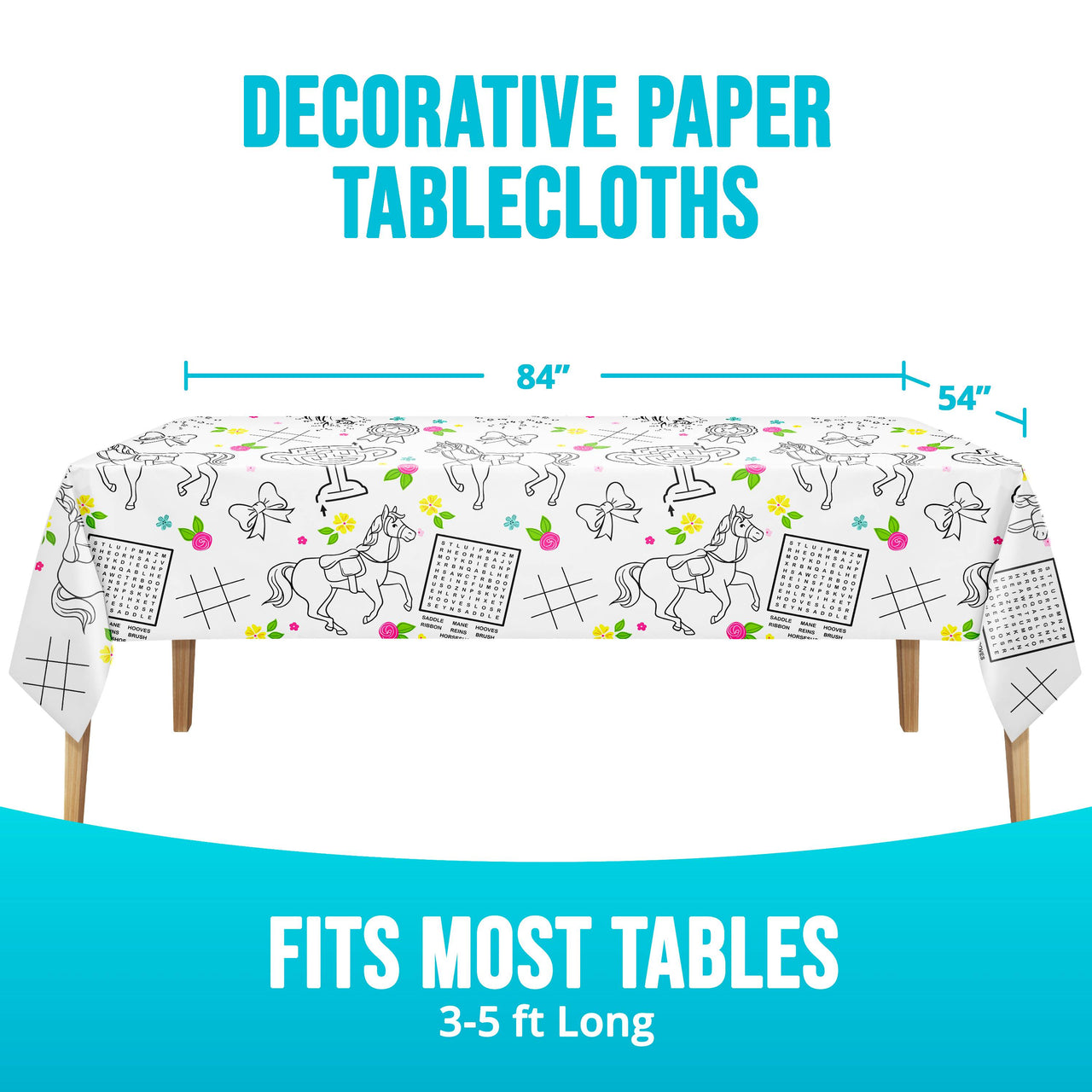 Bulk Horse Charm Paper Tablecovers 54" x 84" (12 per Case)