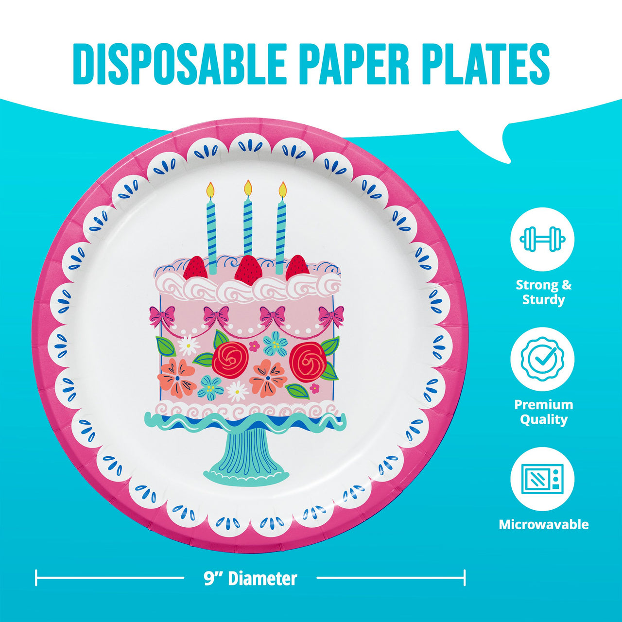 Bulk Floral Cake Dinner Plates 9" (96 per Case)