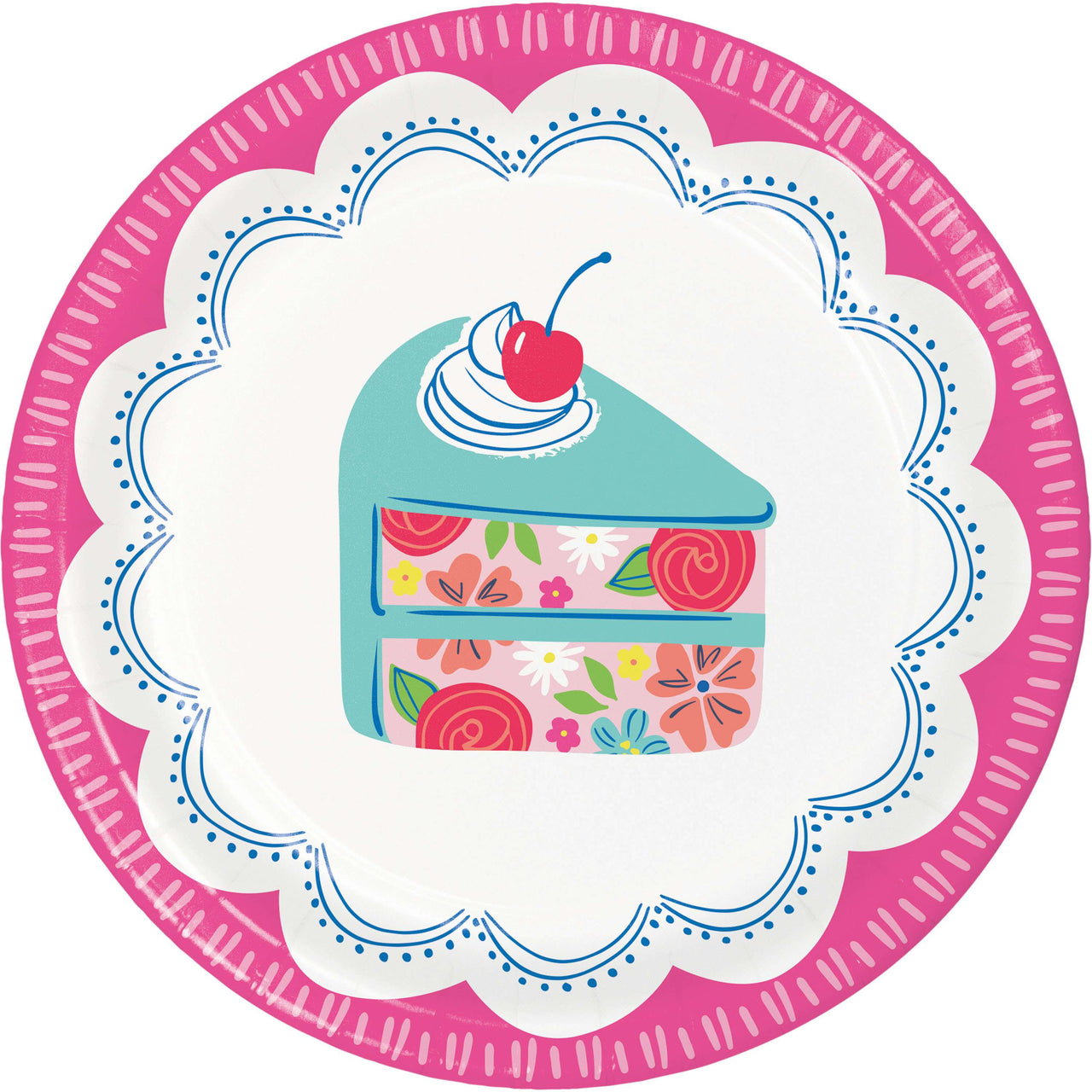 Bulk Floral Cake Asst Luncheon Plates 7" (96 per Case)
