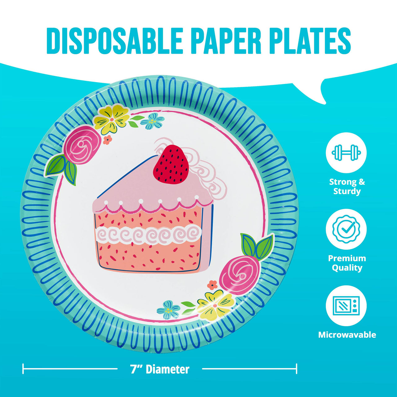 Bulk Floral Cake Asst Luncheon Plates 7" (96 per Case)