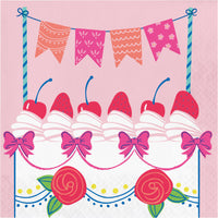 Floral Cake Luncheon Napkins 6.5