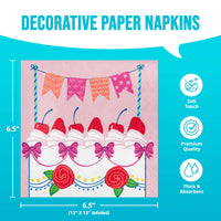 Bulk Floral Cake Luncheon Napkins 6.5