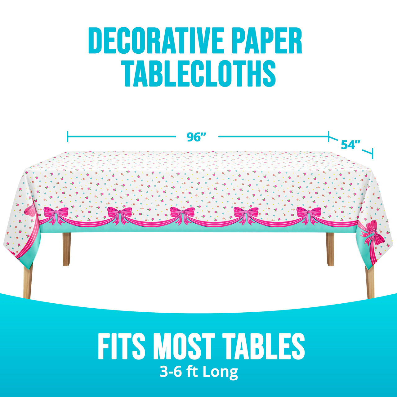 Bulk Bow Bash Plastic Tablecovers 54" x 96" (6 per Case)