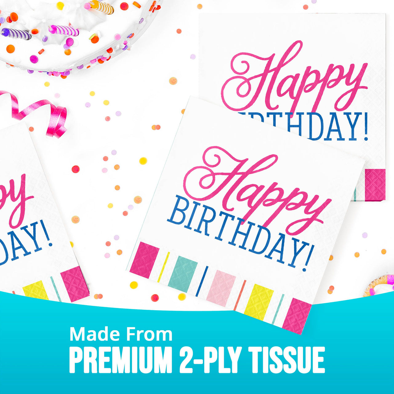Bulk Birthday Brights Luncheon Napkins 6.5" x 6.5" (192 per Case)