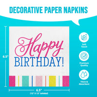 Bulk Birthday Brights Luncheon Napkins 6.5
