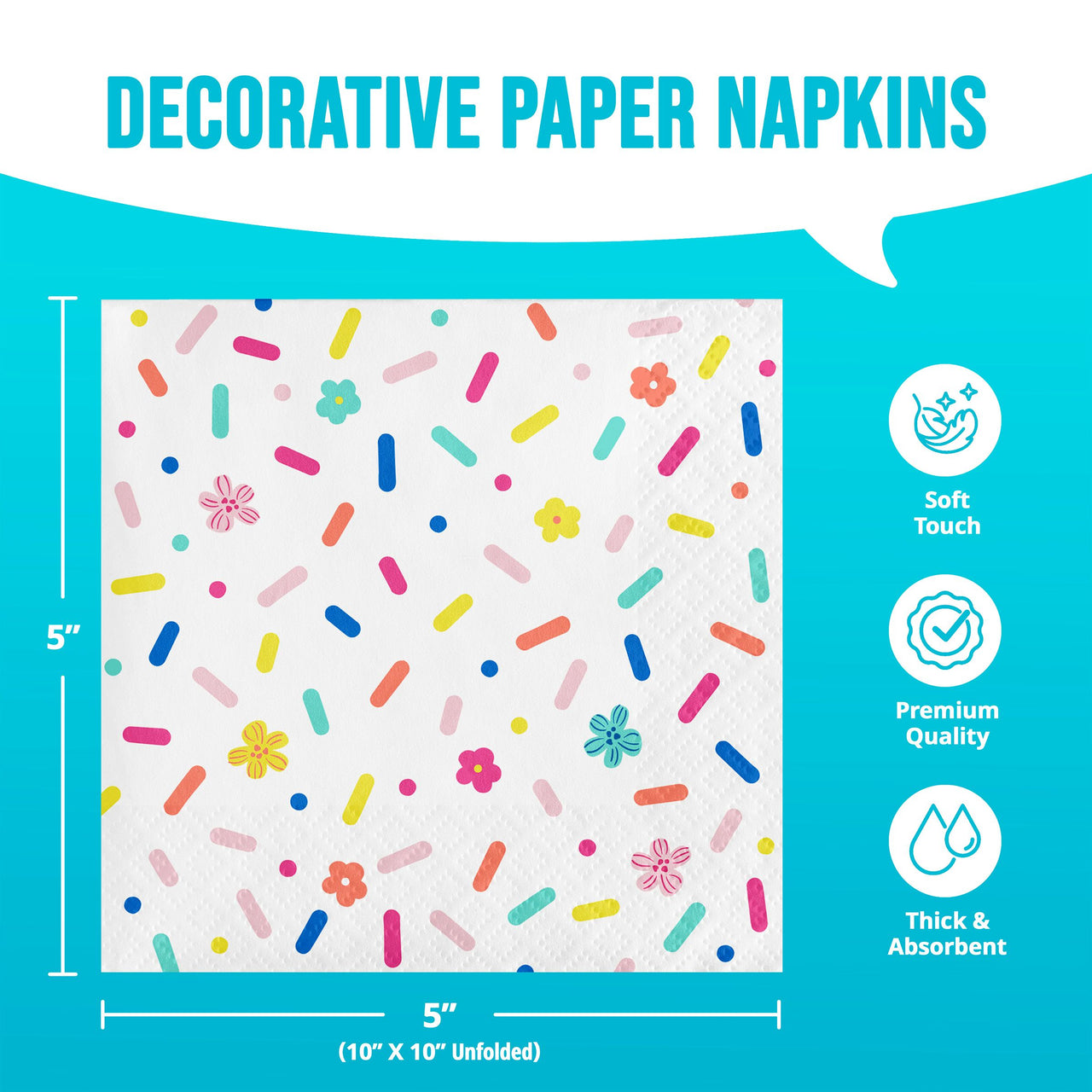 Bulk Birthday Brights Beverage Napkins 5" x 5" (192 per Case)