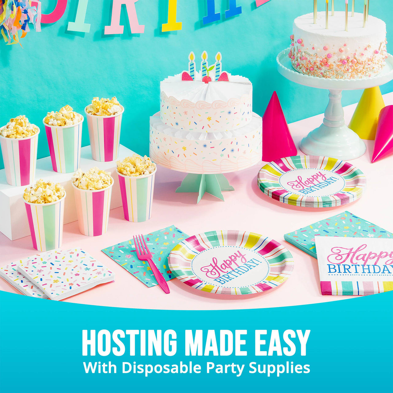 Bulk Birthday Brights Paper Cups 9 oz (96 per Case)