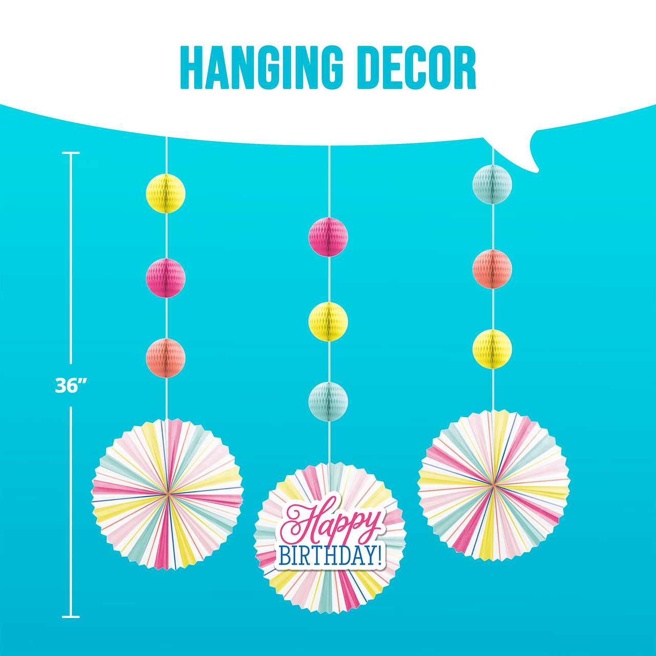 Bulk Birthday Brights Party Decorations (36 per Case)