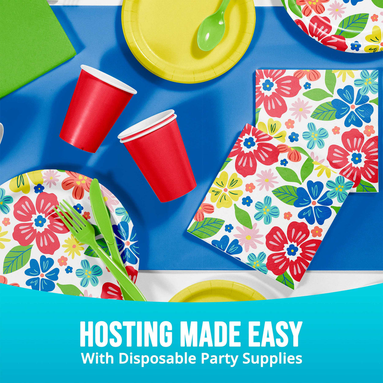 Bulk Abundant Florals Luncheon Napkins 6.5" x 6.5" (192 per Case)
