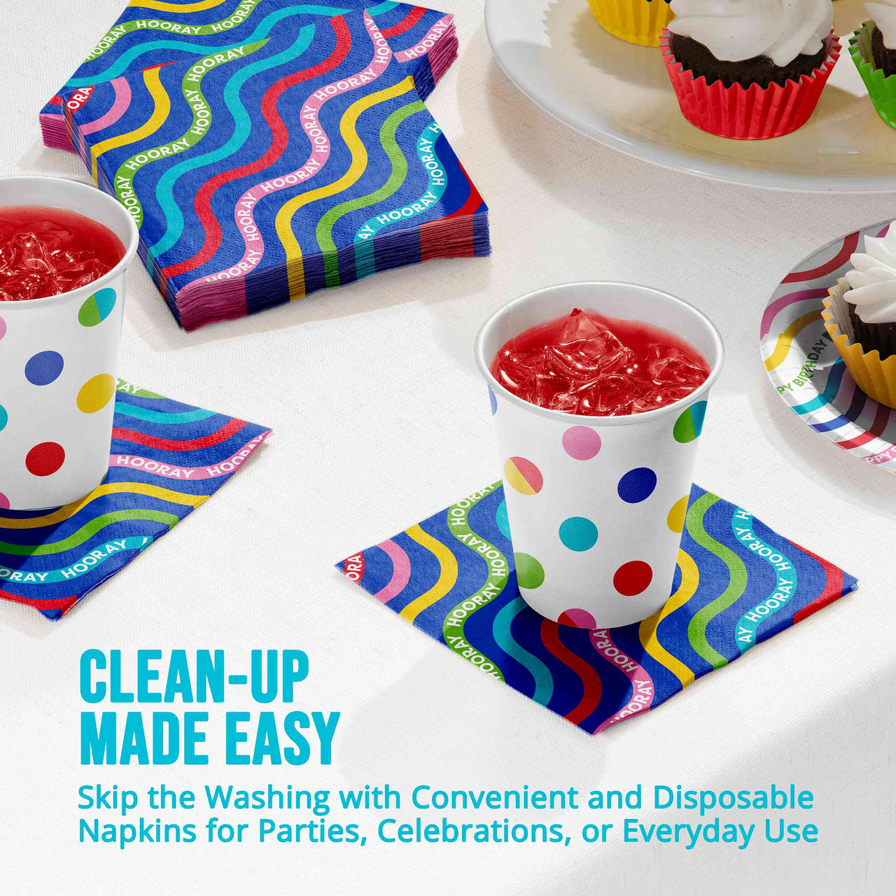 Bulk Color Waves Beverage Napkins 5" x 5" (192 per Case)
