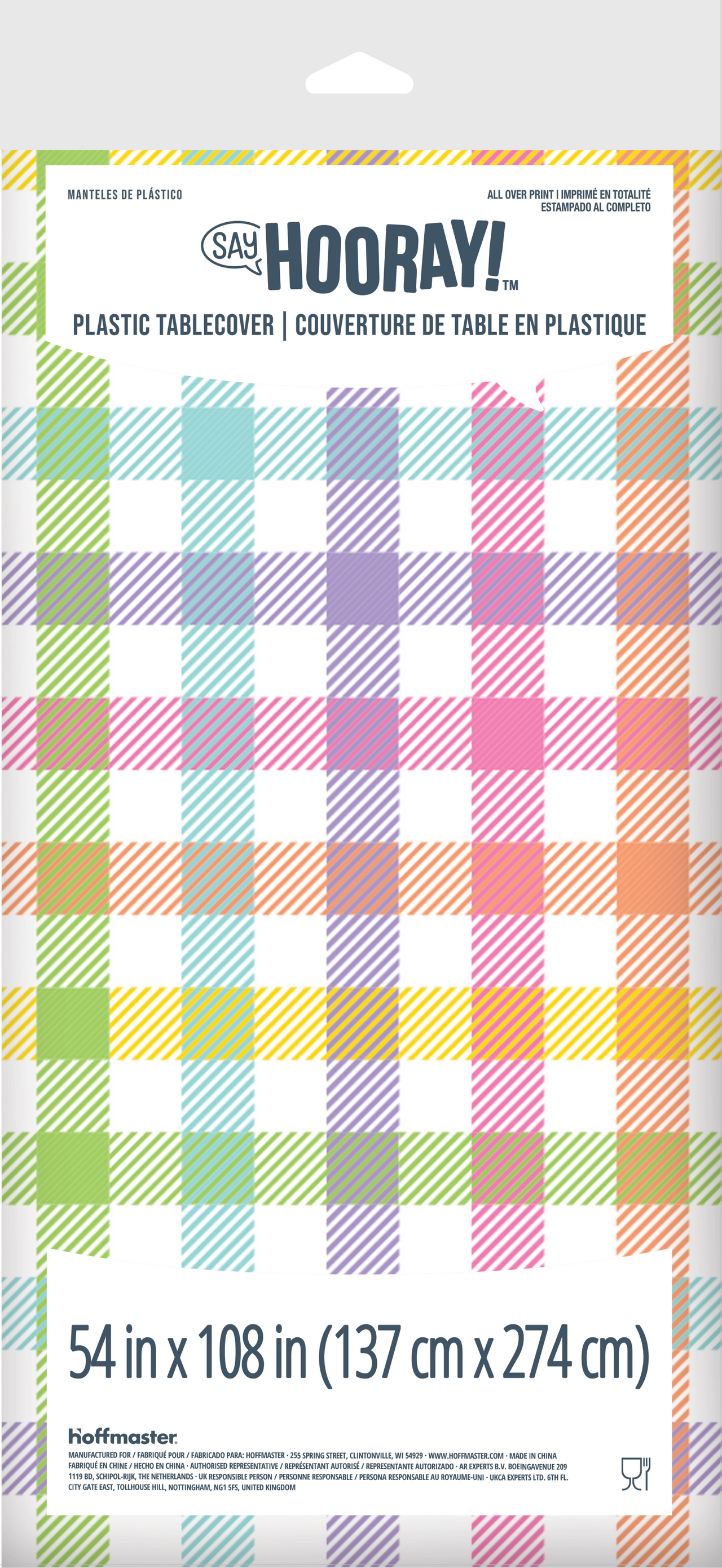 Bulk Easter Plaid Plastic Tablecovers 54" x 108" (12 per Case)