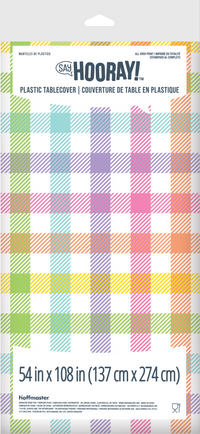 Bulk Easter Plaid Plastic Tablecovers 54