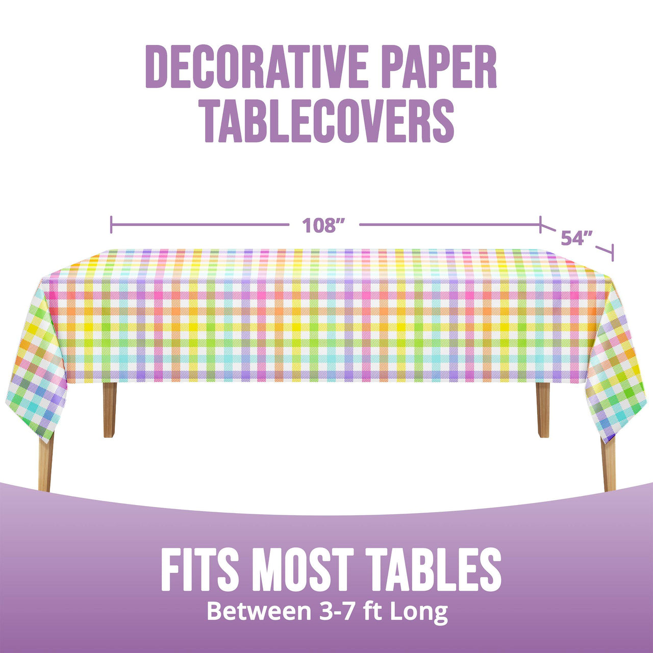 Bulk Easter Plaid Plastic Tablecovers 54" x 108" (12 per Case)