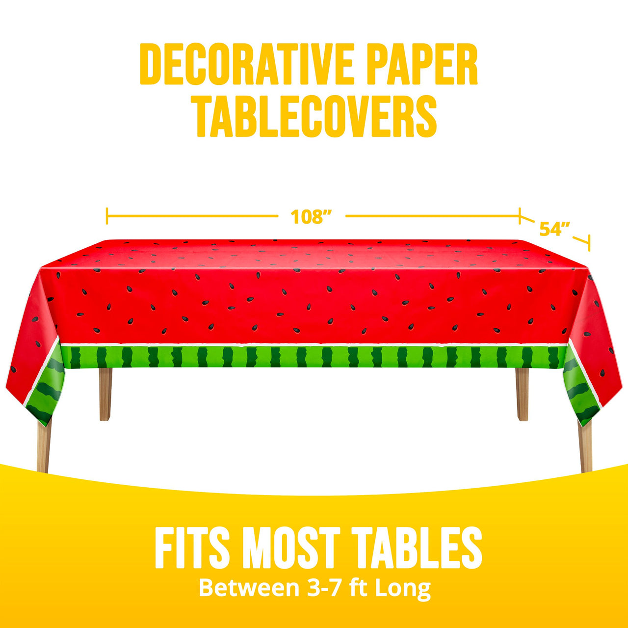 Bulk Watermelon Plastic Tablecovers 54" x 108" (12 per Case)