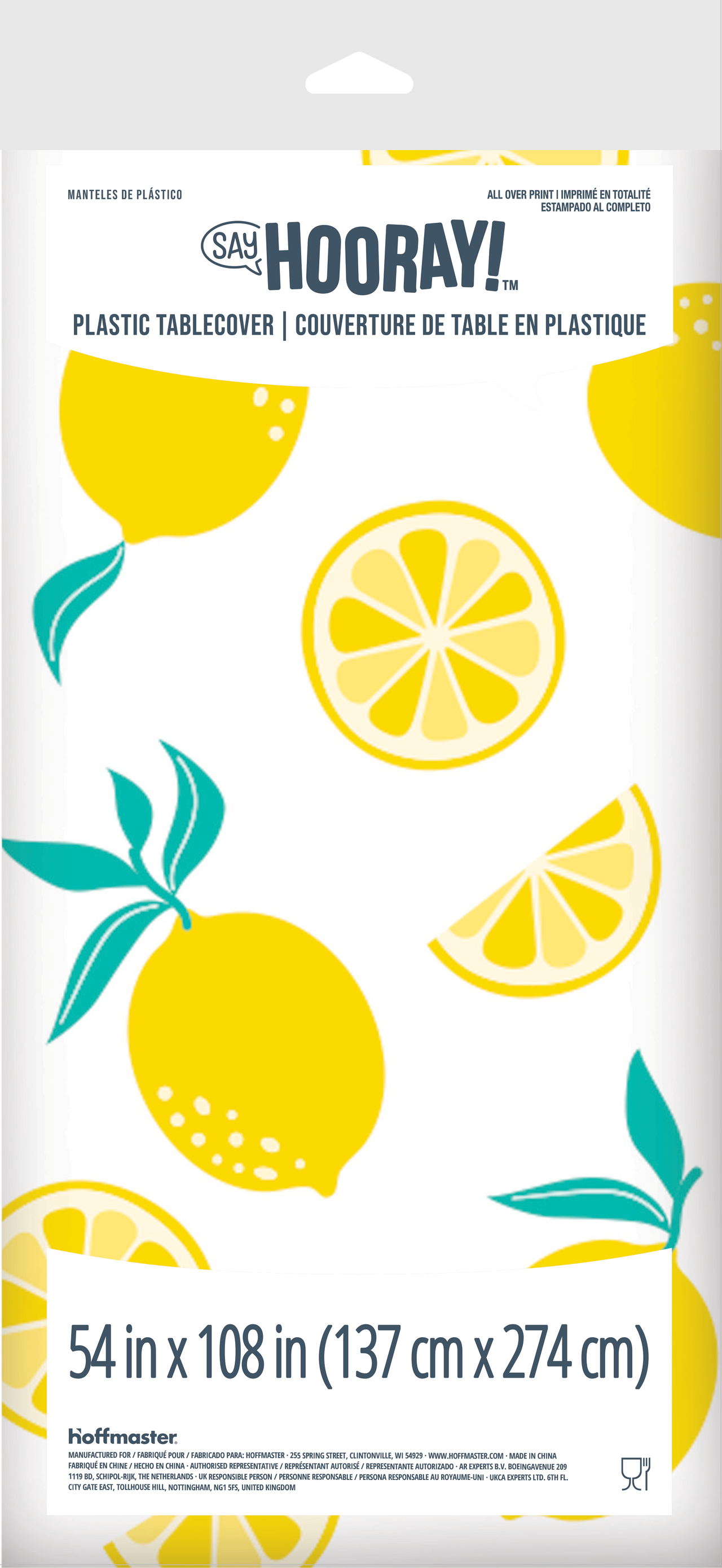 Bulk Lemons Plastic Tablecovers 54" x 108" (12 per Case)