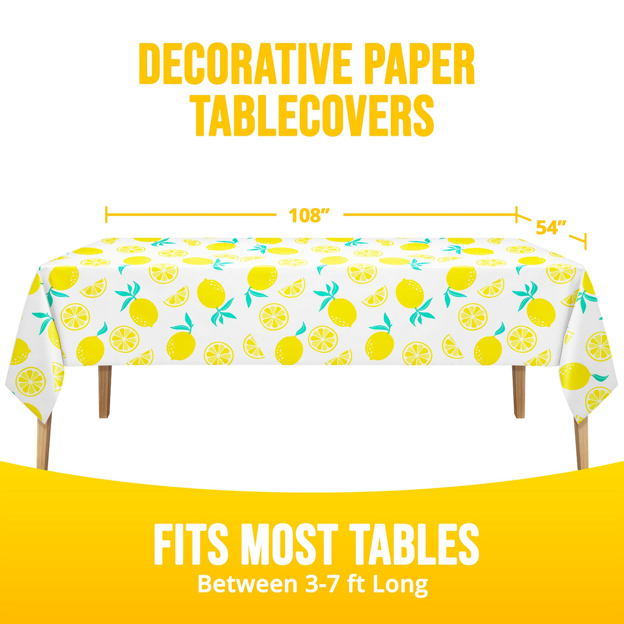 Bulk Lemons Plastic Tablecovers 54" x 108" (12 per Case)