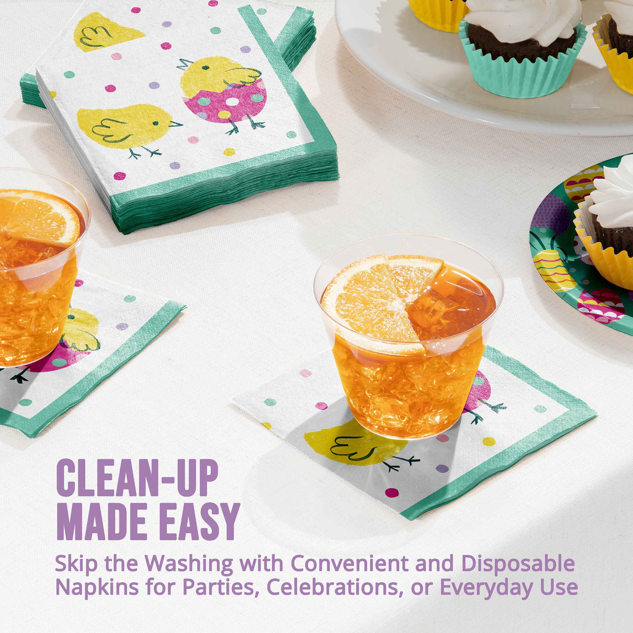 Bulk Eggstra Easter Beverage Napkins 5" x 5" (192 per Case)