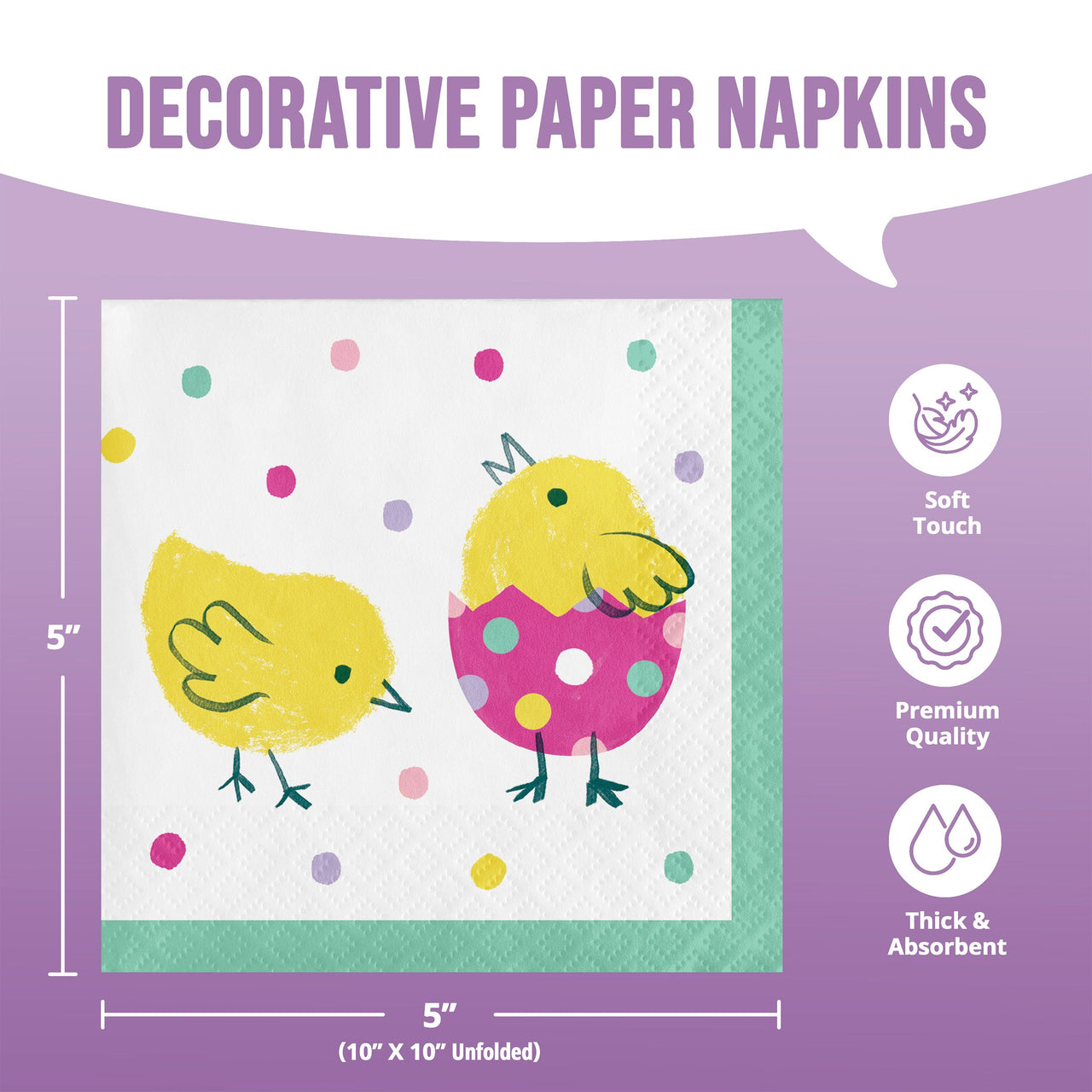 Bulk Eggstra Easter Beverage Napkins 5" x 5" (192 per Case)