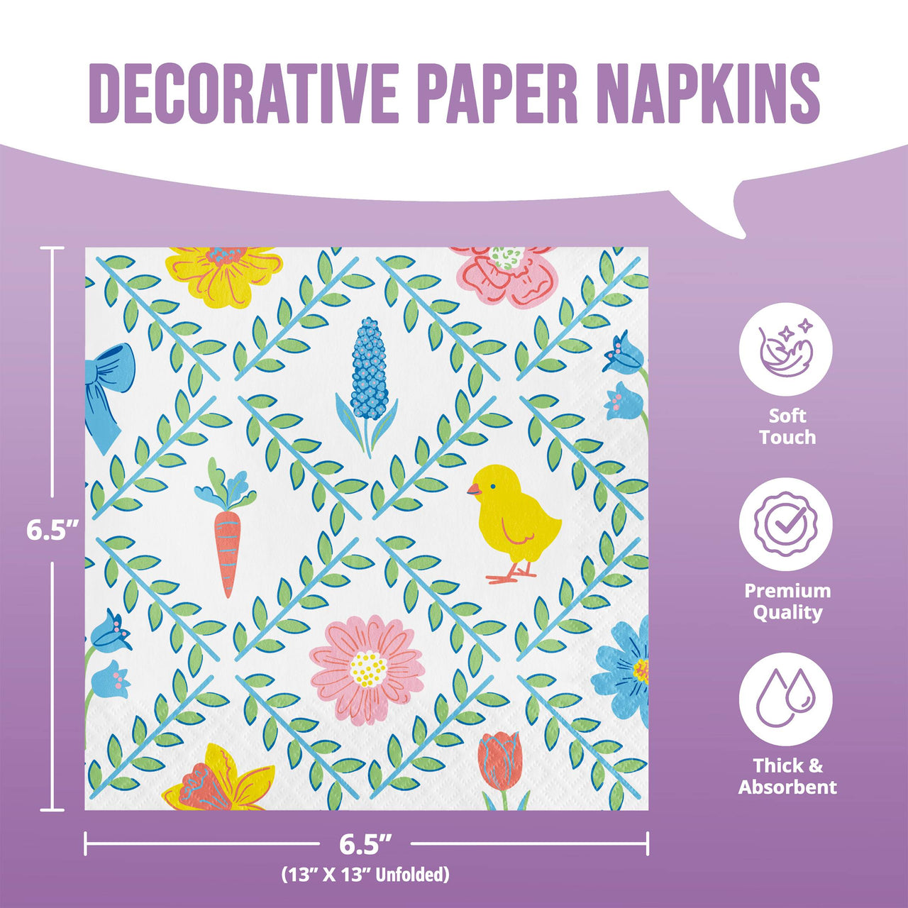 Bulk Easter Meadow Bunny Luncheon Napkins 6.5" x 6.5" (192 per Case)