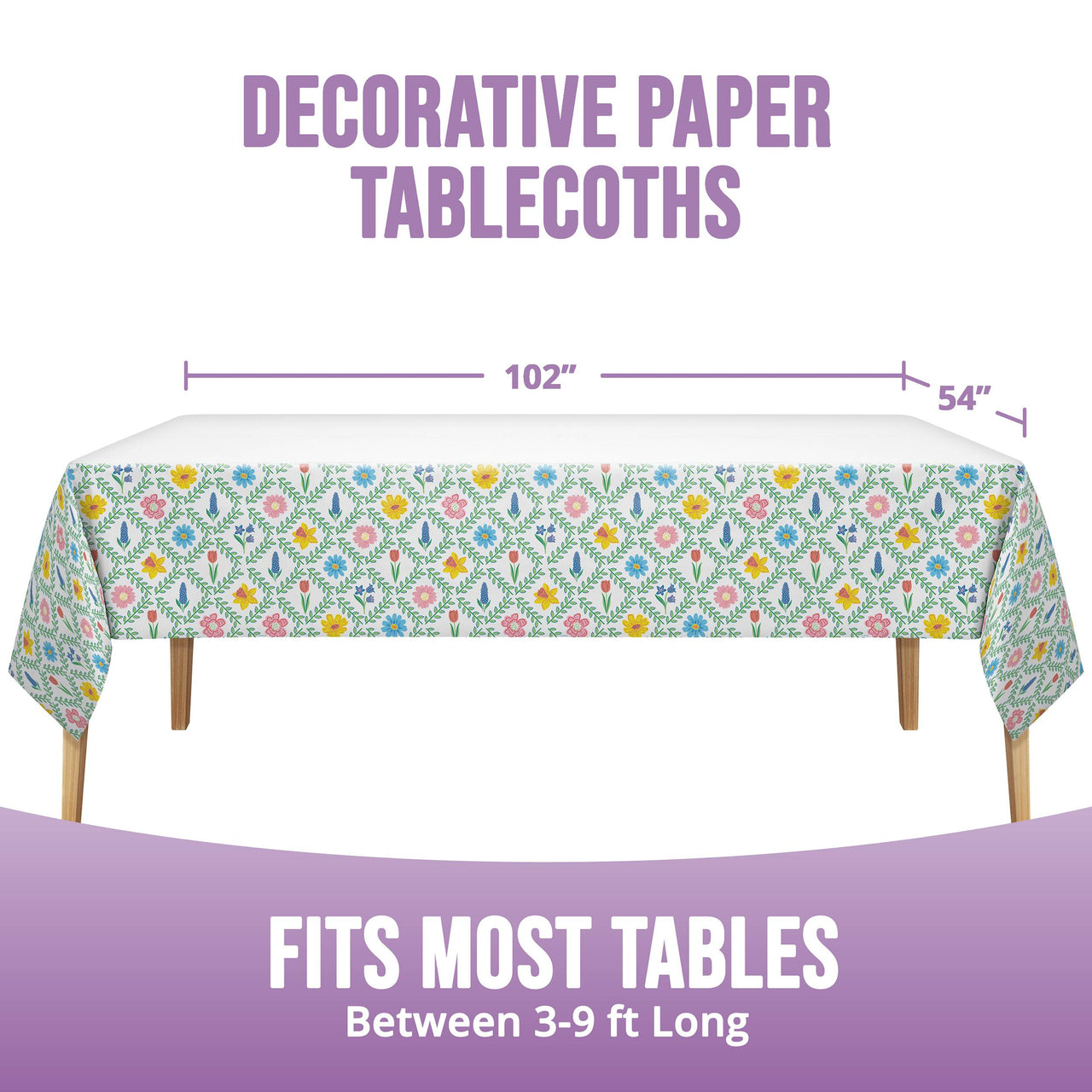 Bulk Easter Meadow Plastic Tablecovers 54" x 96" (12 per Case)