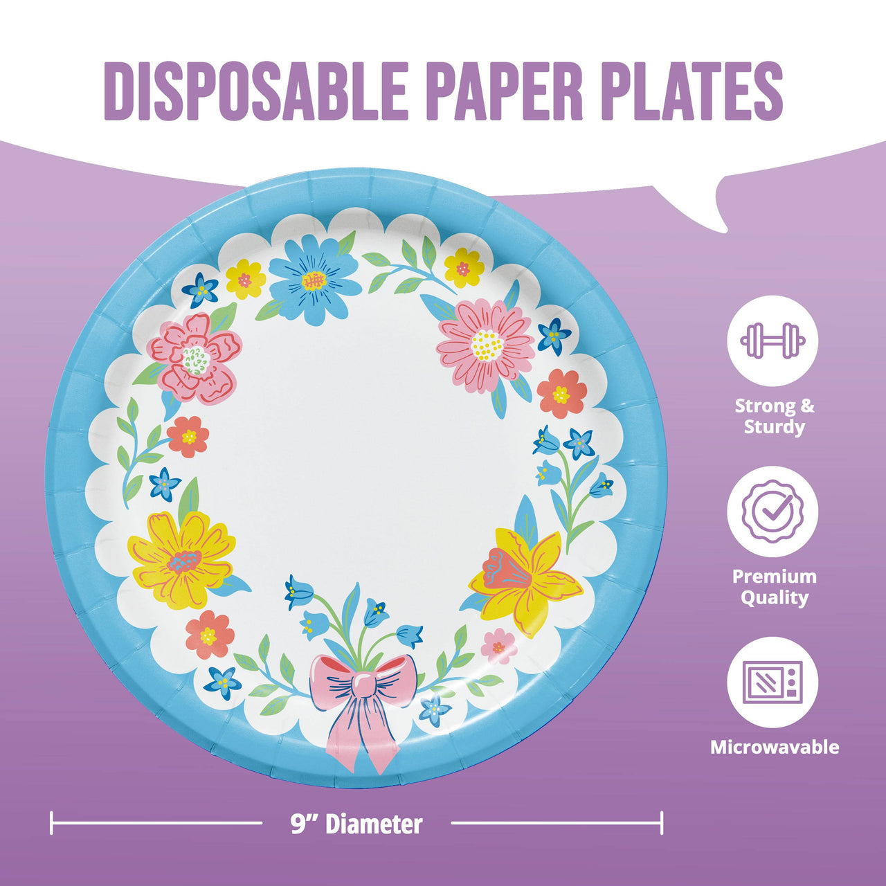 Bulk Easter Meadow Floral Dinner Plates 9" (96 per Case)