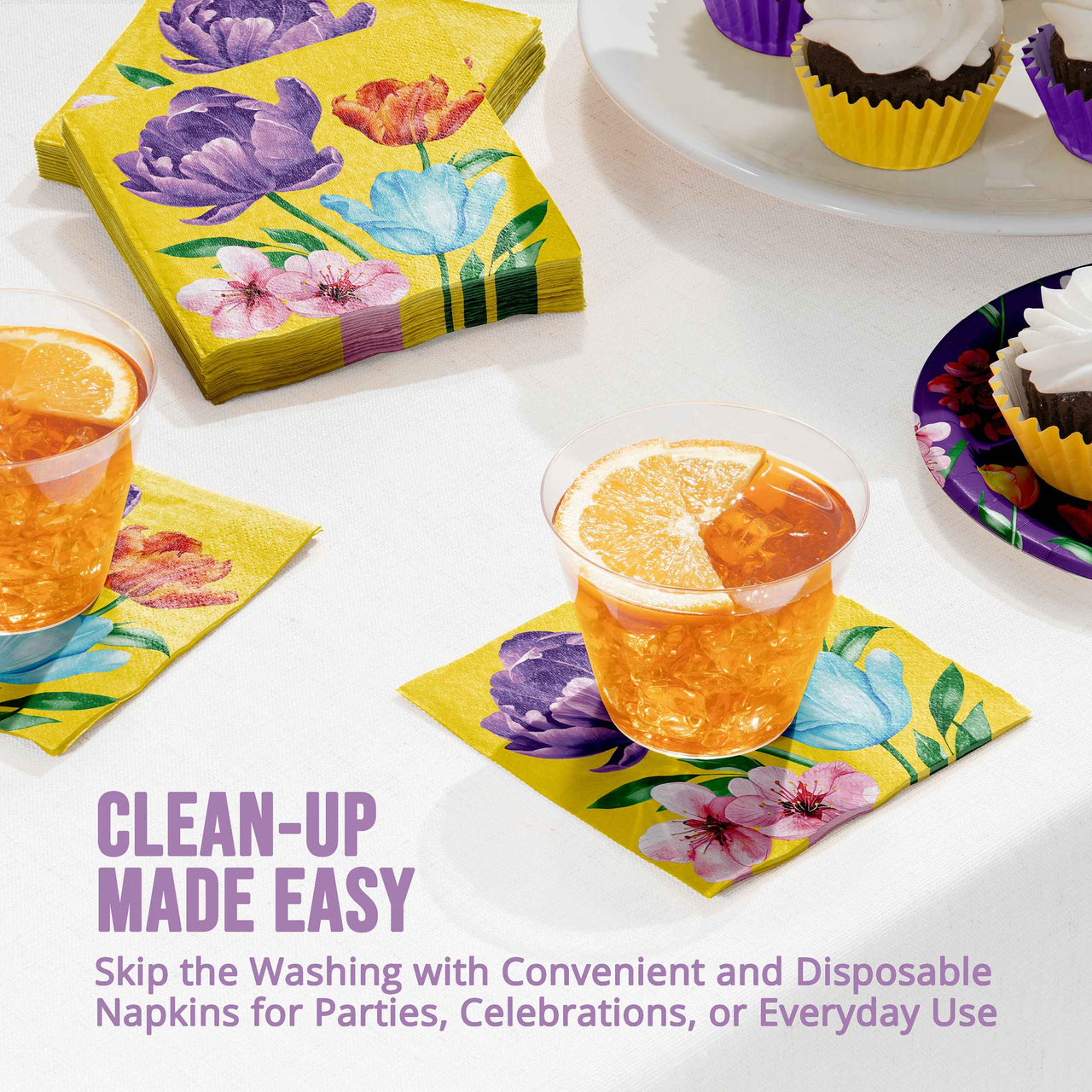 Bulk Garden Glow Beverage Napkins 5" x 5" (192 per Case)