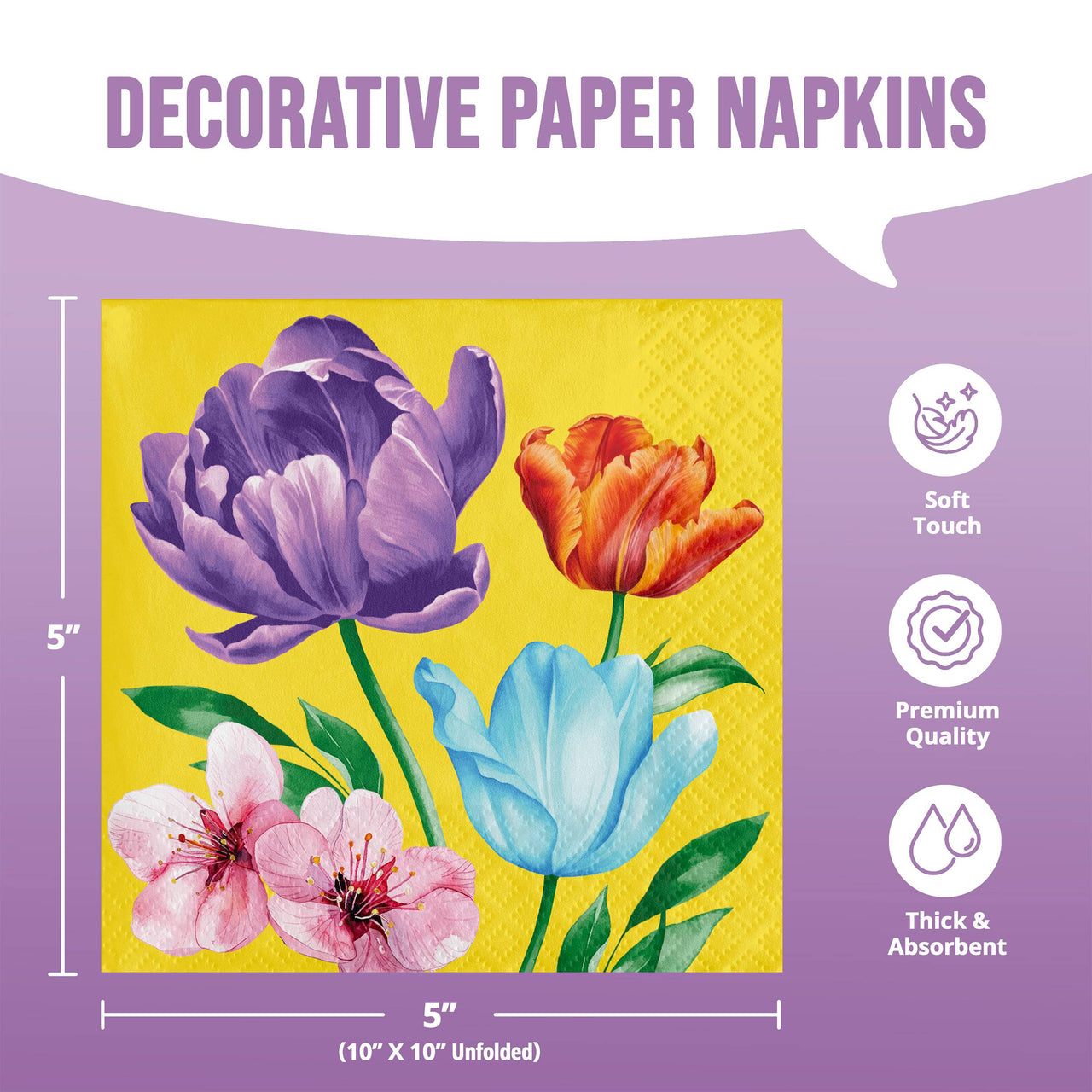 Bulk Garden Glow Beverage Napkins 5" x 5" (192 per Case)