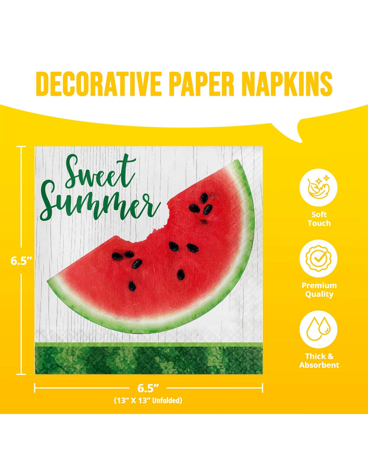 Bulk Summer Slice Luncheon Napkins 6.5" x 6.5" (192 per Case)