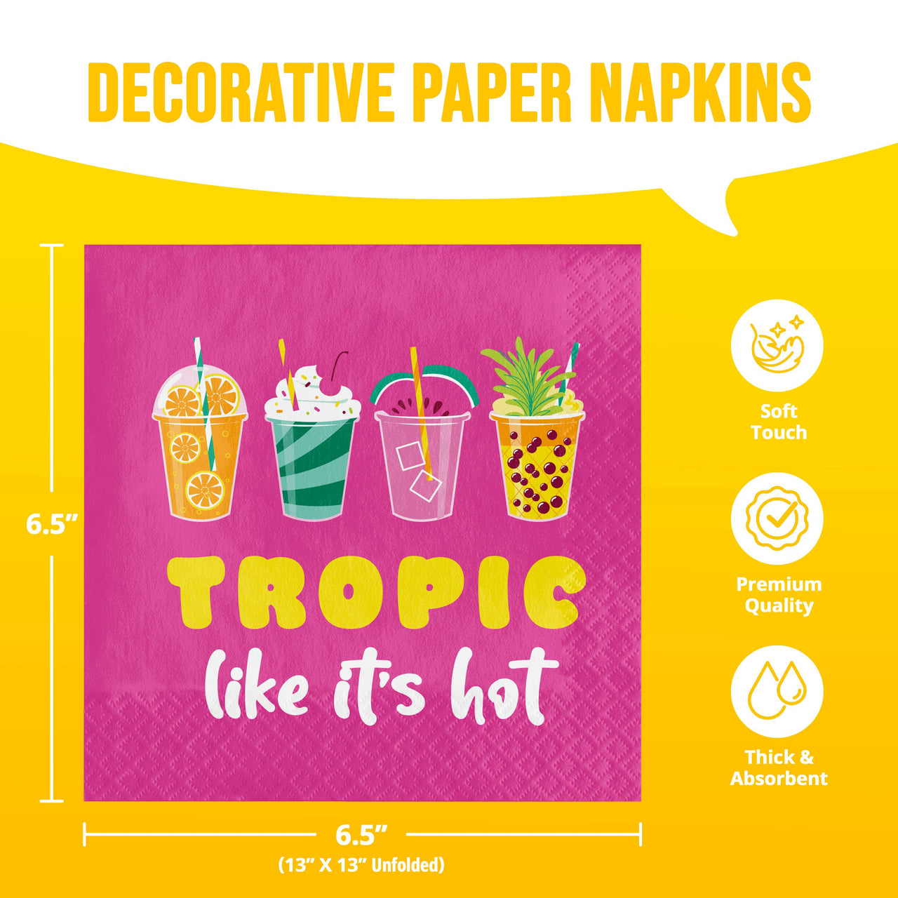 Bulk Tropic Par-Tea Luncheon Napkins 6.5" x 6.5" (192 per Case)