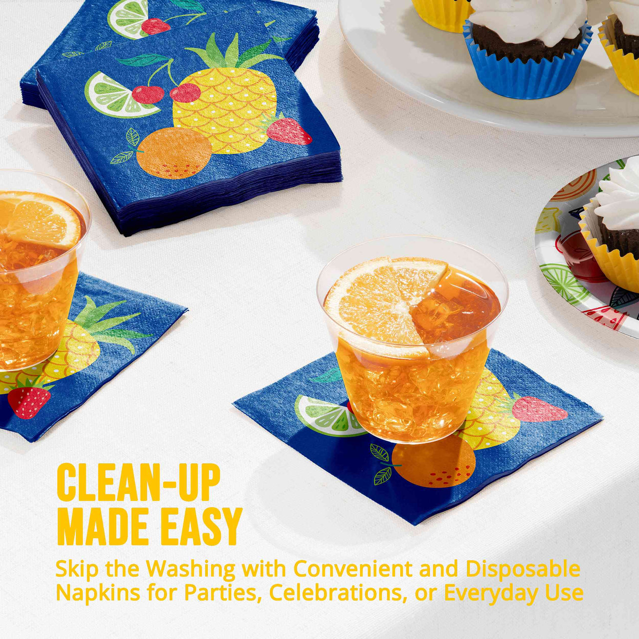 Bulk Citrus Bliss Beverage Napkins 5" x 5" (192 per Case)