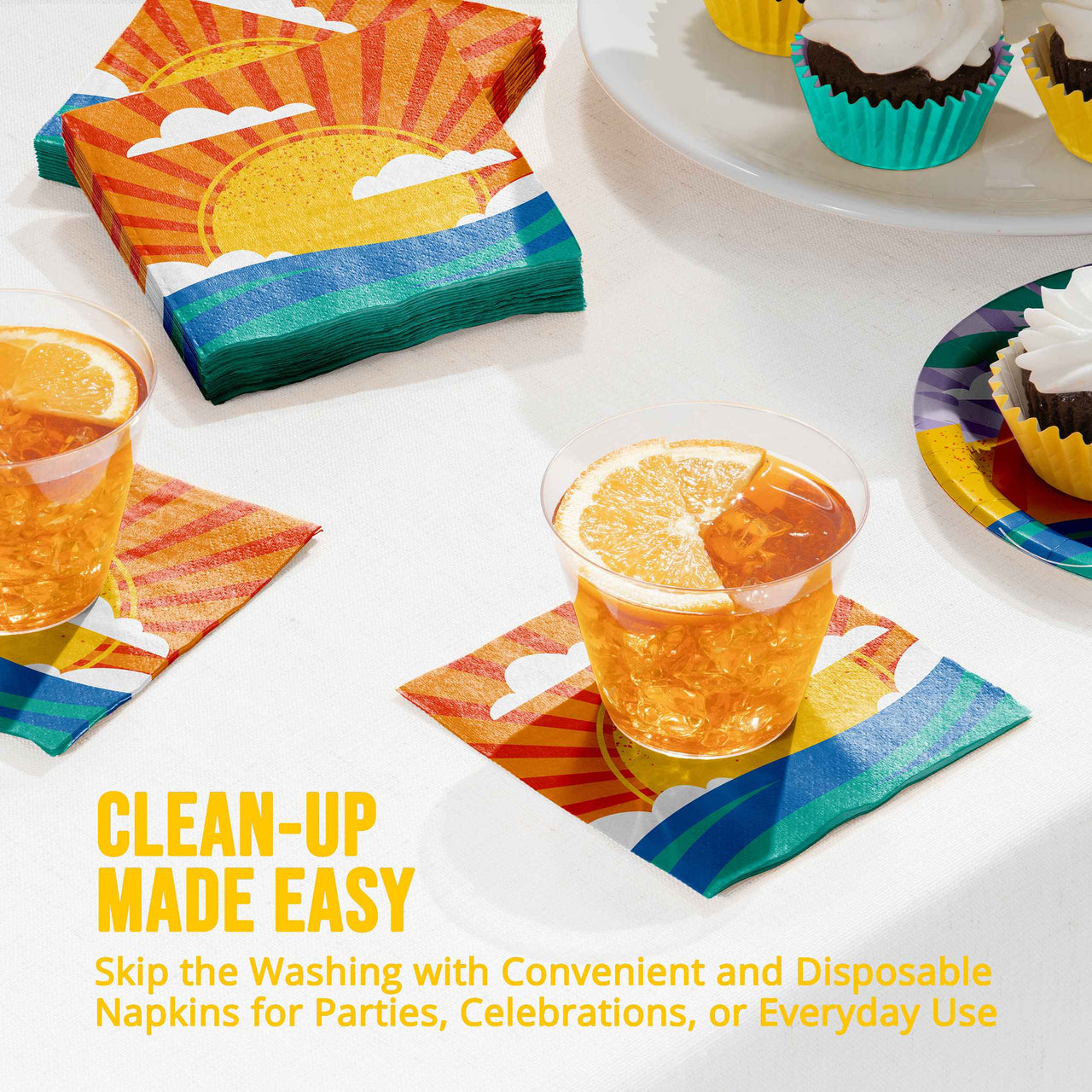 Bulk Sun Kissed Beverage Napkins 5" x 5" (192 per Case)