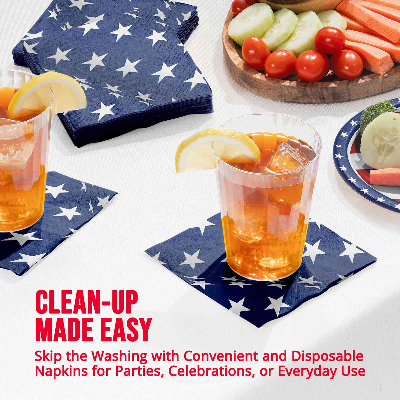 Bulk Flag Flair Beverage Napkins 5" x 5" (192 per Case)