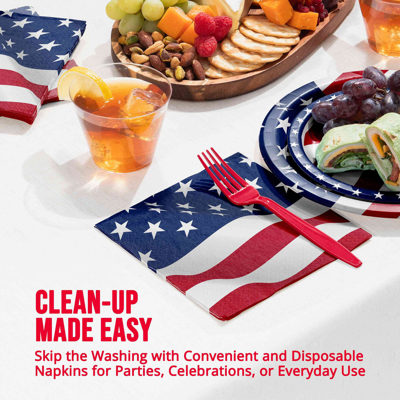 Bulk Flag Flair Luncheon Napkins 6.5" x 6.5" (192 per Case)