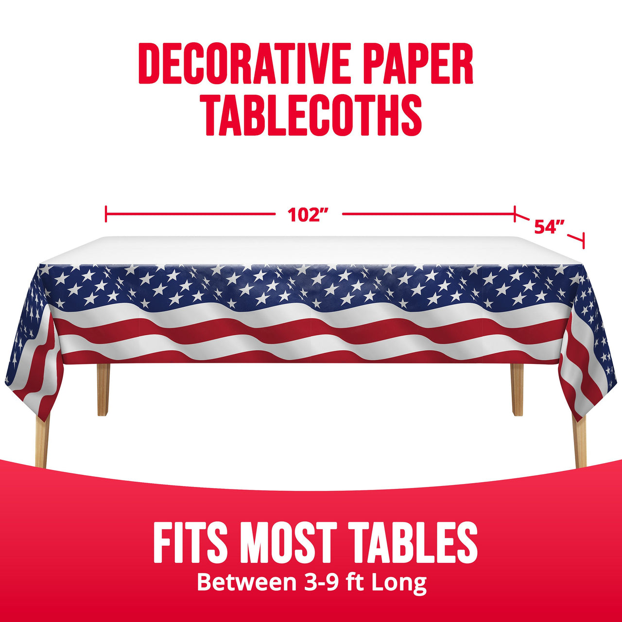 Bulk Flag Flair Plastic Tablecovers 54" x 96" (12 per Case)