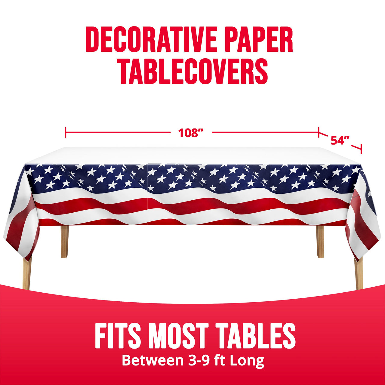 Bulk Flag Flair Plastic Tablecovers 54" x 96" (12 per Case)