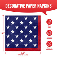 Bulk Patriotic Patterns Luncheon Napkins 6.5