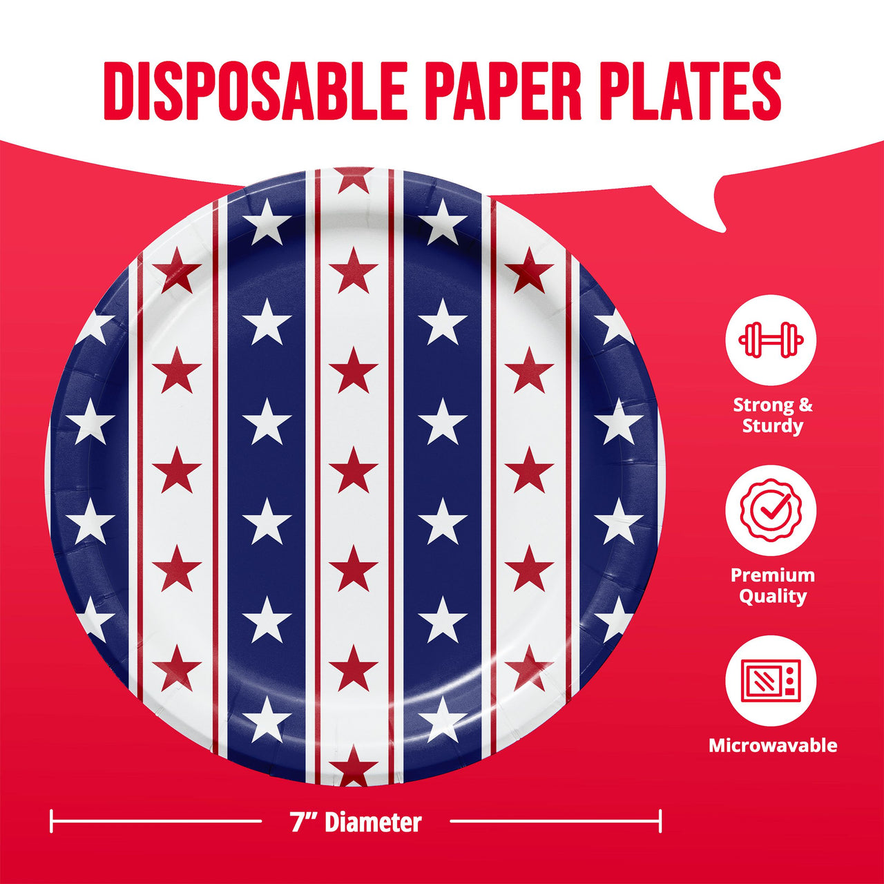 Bulk Patriotic Patterns Luncheon Plates 7" (96 per Case)