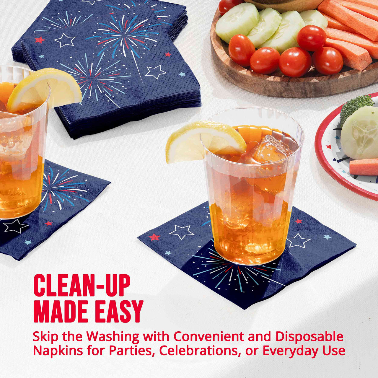 Bulk Liberty Lights Beverage Napkins 5" x 5" (192 per Case)