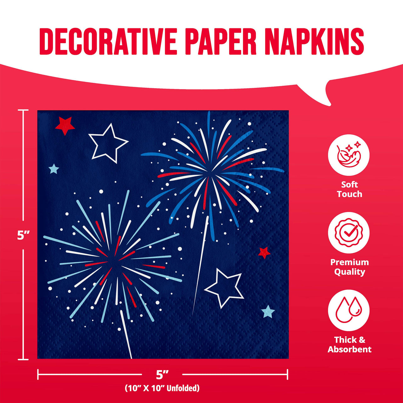 Bulk Liberty Lights Beverage Napkins 5" x 5" (192 per Case)