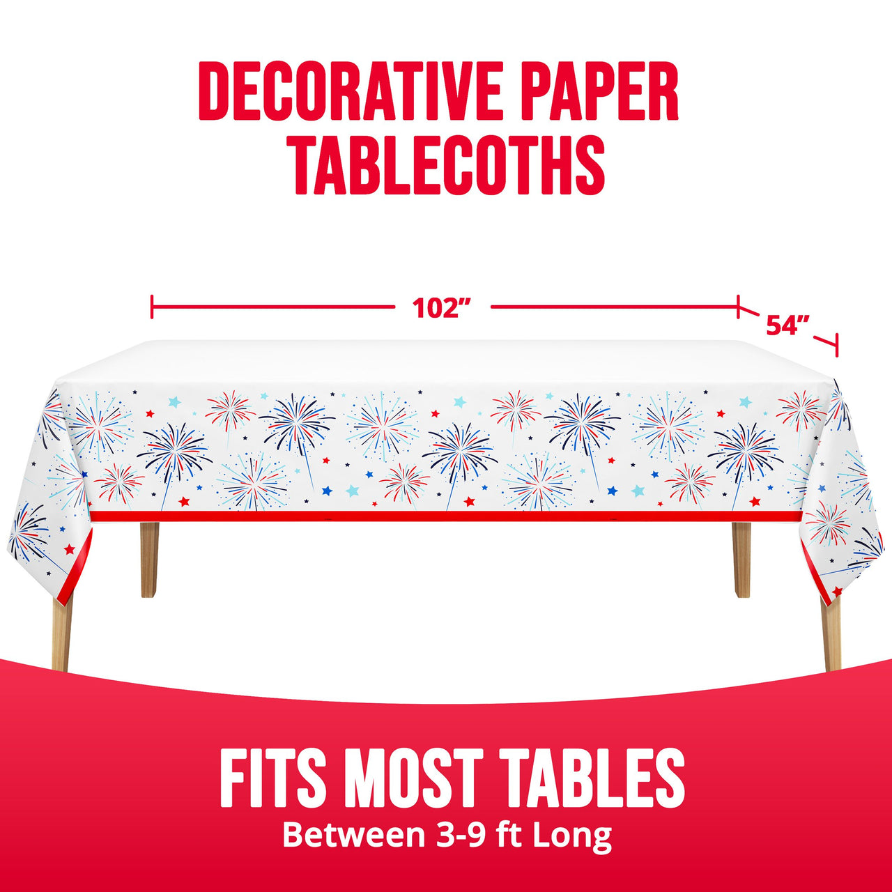 Bulk Liberty Lights Plastic Tablecovers 54" x 96" (12 per Case)