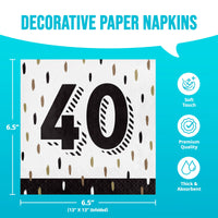 Bulk Golden Wishes 40th Luncheon Napkins 6.5