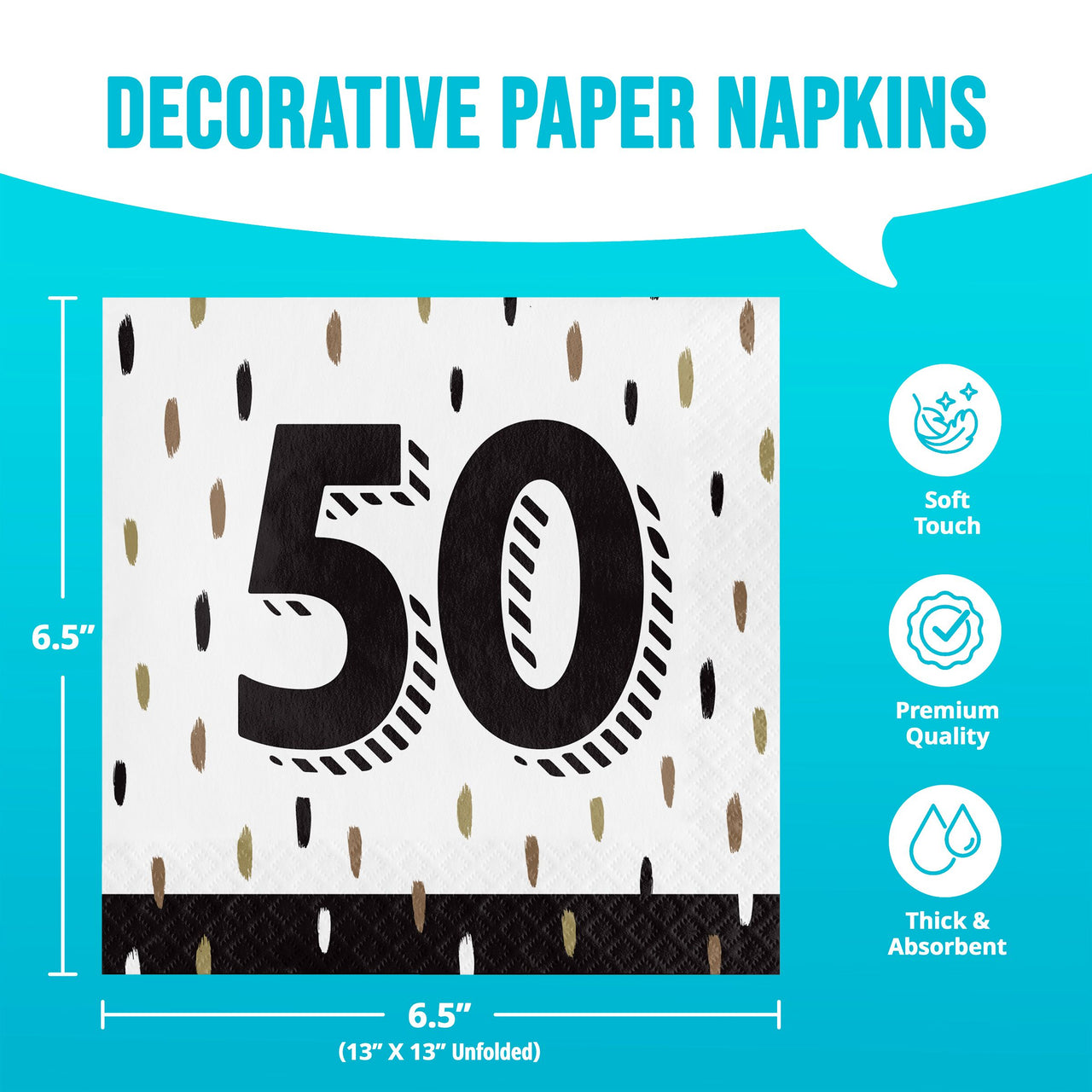 Bulk Golden Wishes 50th Luncheon Napkins 6.5" x 6.5" (192 per Case)