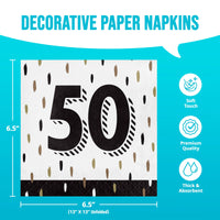 Bulk Golden Wishes 50th Luncheon Napkins 6.5