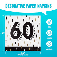 Bulk Golden Wishes 60th Luncheon Napkins 6.5