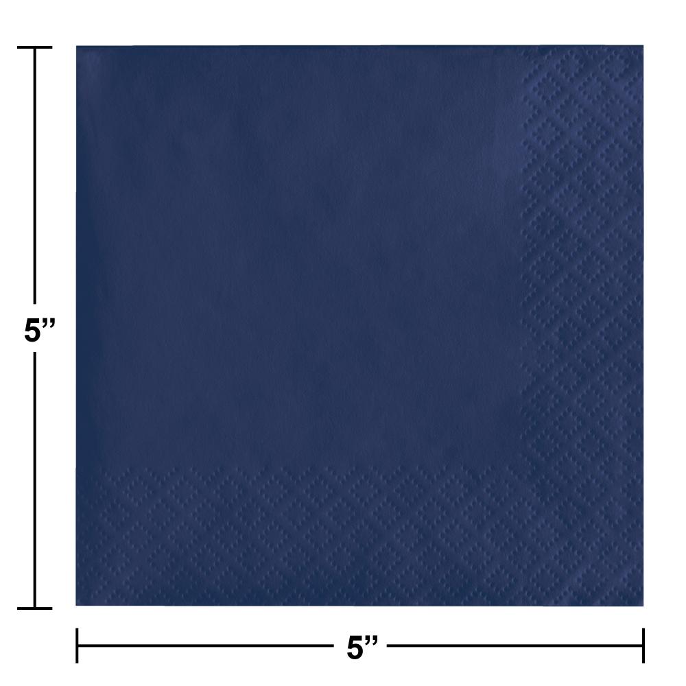 Bulk Navy Blue Beverage Napkins 3 ply (500 per Case)