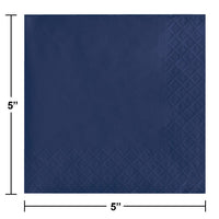 Bulk Navy Blue Beverage Napkins 3 ply (500 per Case)
