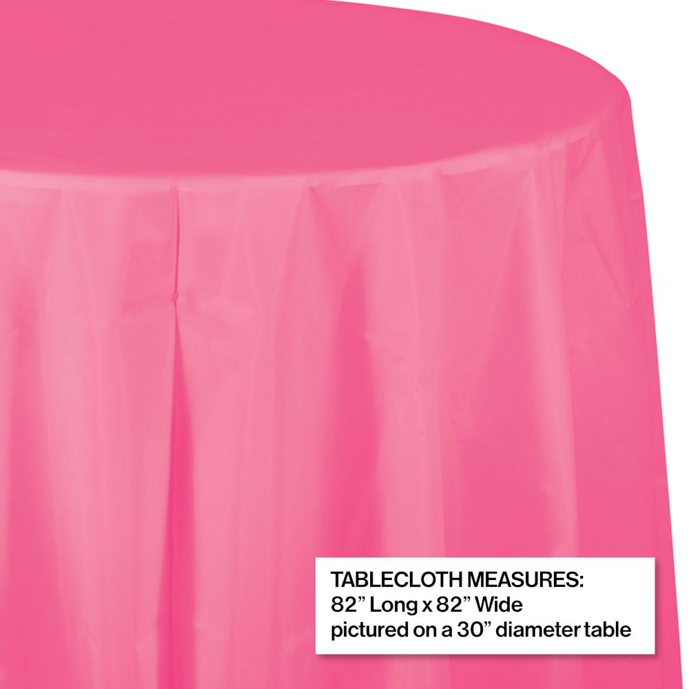 12ct Bulk Candy Pink Round Plastic Table Covers