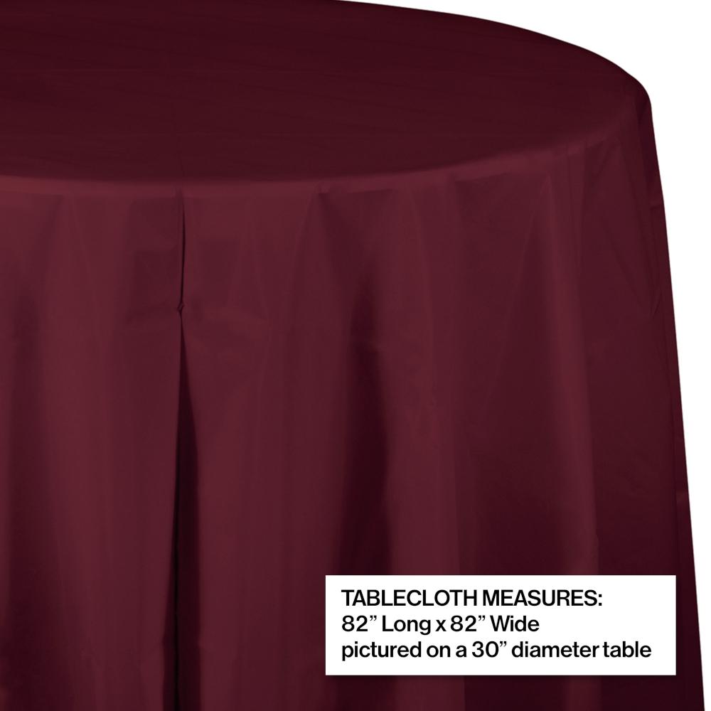 12ct Bulk Burgundy Round Plastic Table Covers