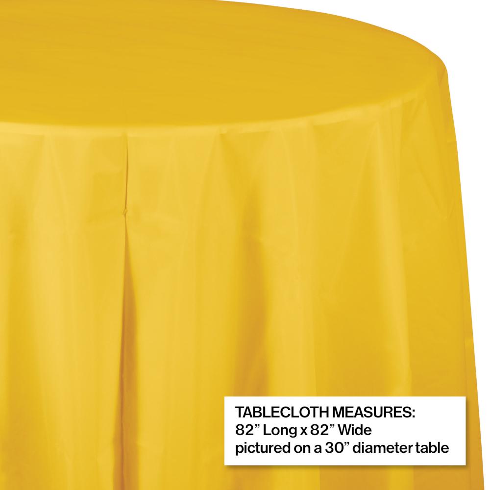 12ct Bulk School Bus Yellow Round Plastic Table Covers