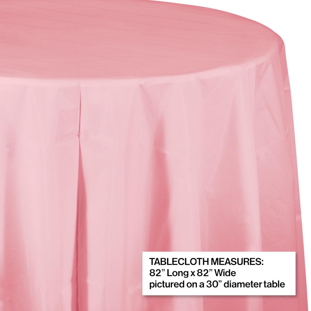 12ct Bulk Classic Pink Round Plastic Table Covers